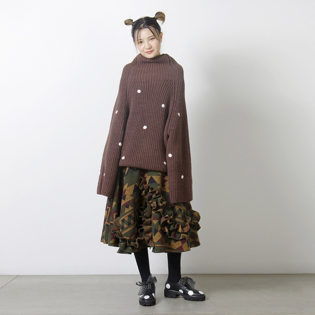 白点点高领毛衣 黑色棕色可选 - imakokoni - 女装针织衫/毛衣 - 其他材质 咖啡色
