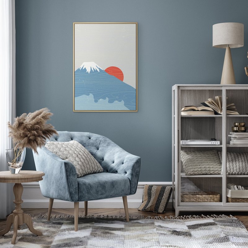 日出的富士山- 浮世绘/日式无印/客厅装饰画/办公室挂画/菠萝选画 - 海报/装饰画/版画 - 棉．麻 蓝色