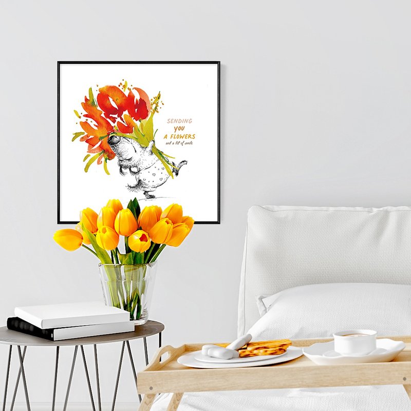 一束花一抹微笑 - 情侣/家居/民宿/咖啡厅/工作室/挂画/送礼/布置 - 海报/装饰画/版画 - 棉．麻 多色