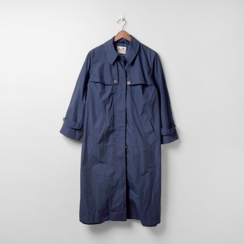 │moderato│经典蓝古典风衣长大衣外套/复古女孩.伦敦男孩.文艺青年.个性男朋友 - 女装西装外套/风衣 - 其他材质 蓝色