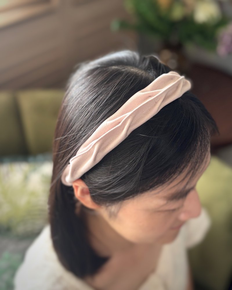 发带/浅粉叶脉纹路 送礼礼物 手作发带 - 发带/发箍 - 聚酯纤维 粉红色