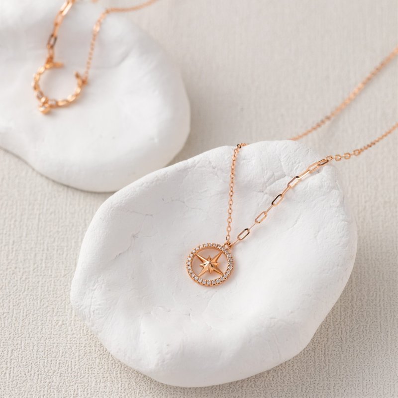 【Jewelry Ya 茱丽叶 】- 闪烁光芒 - 18K  玫瑰金 圆钻项链 - 项链 - 玫瑰金 