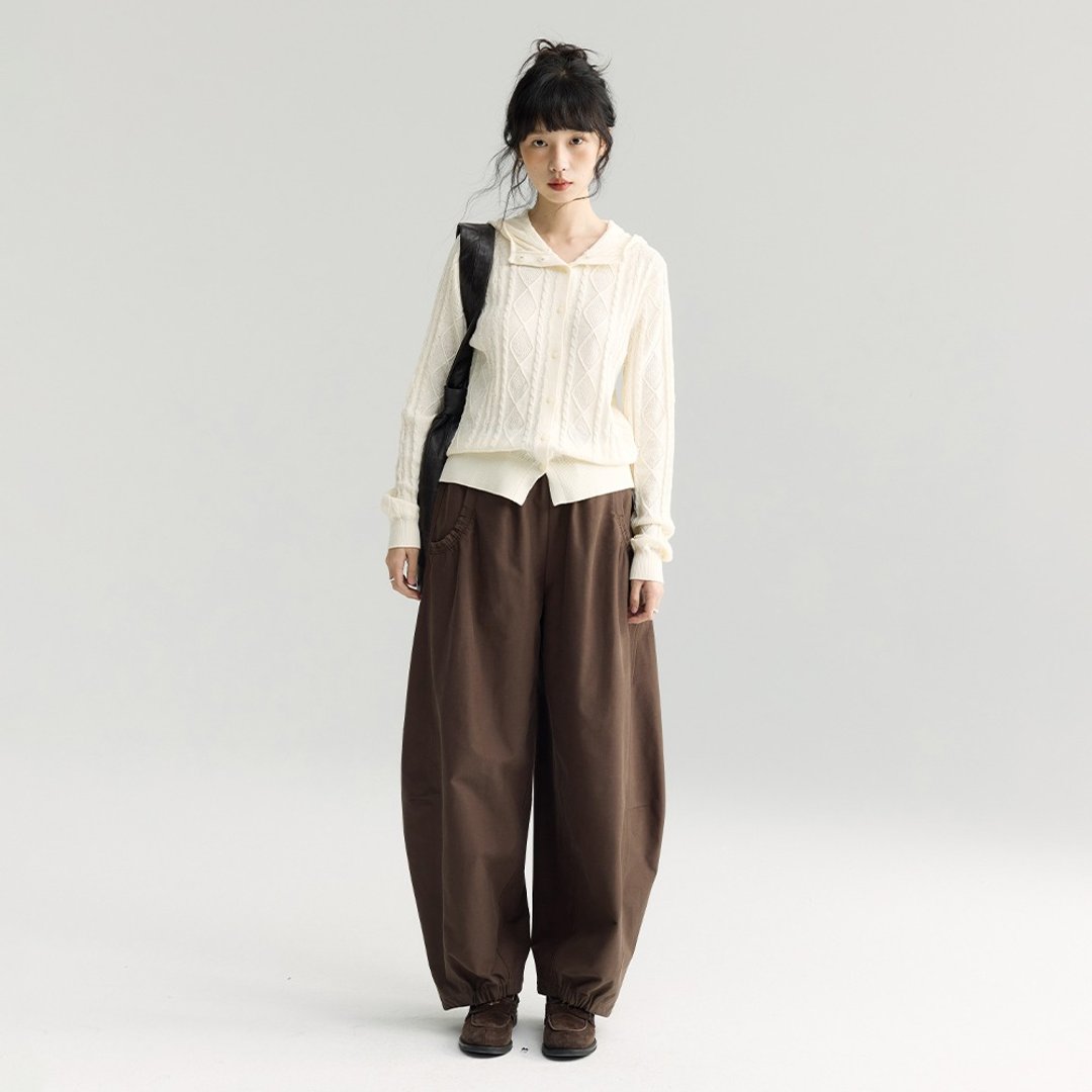 休闲香蕉阔腿裤|裤子|两色|秋款|Sora-1906 - 女装长裤 - 聚酯纤维 多色