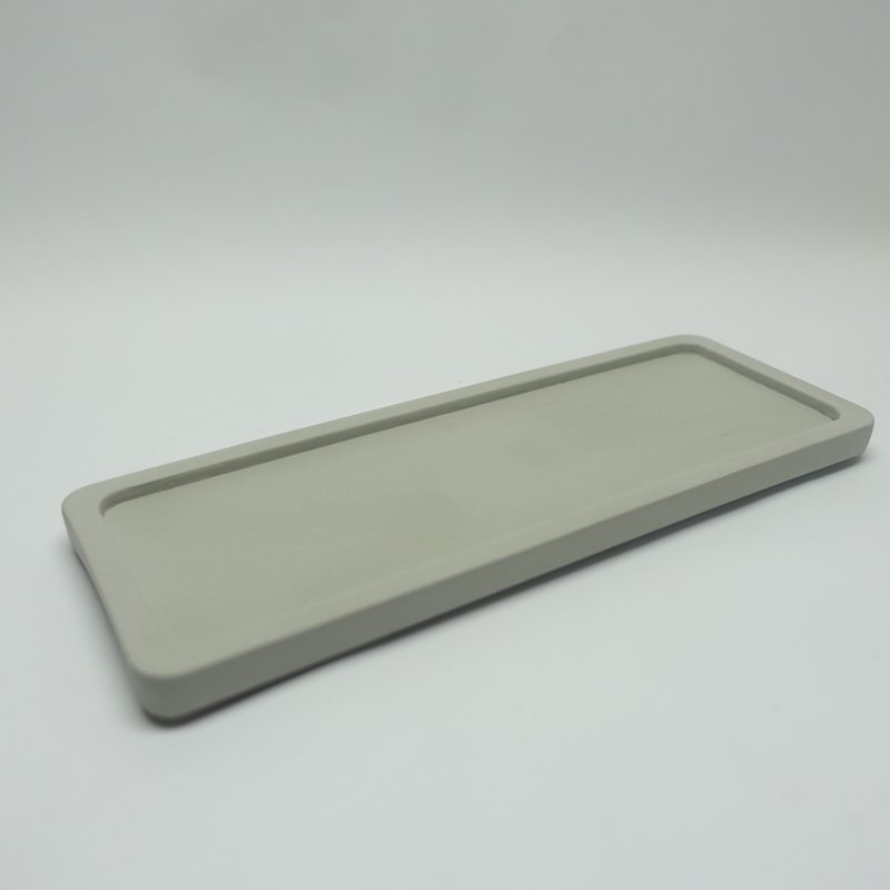 素面小盆专用长方水泥托盘 - 植栽/盆栽 - 水泥 灰色