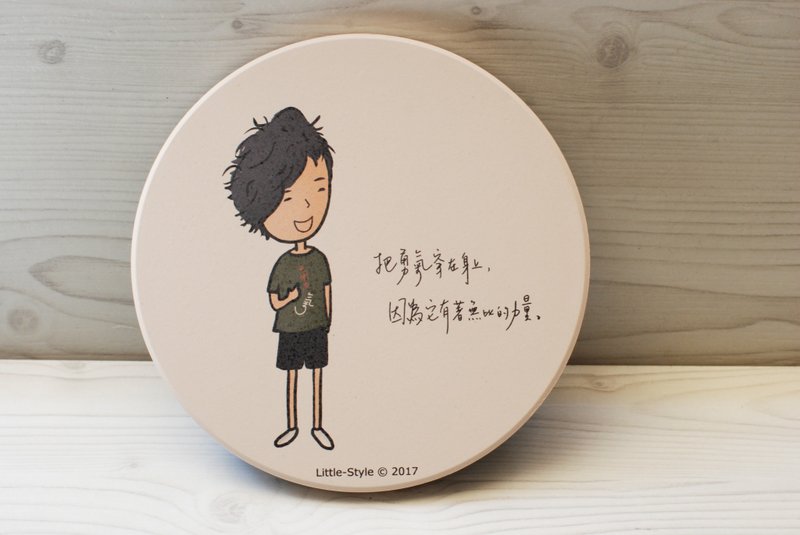 吸水杯垫-把勇气穿在身上 - 杯垫 - 陶 白色