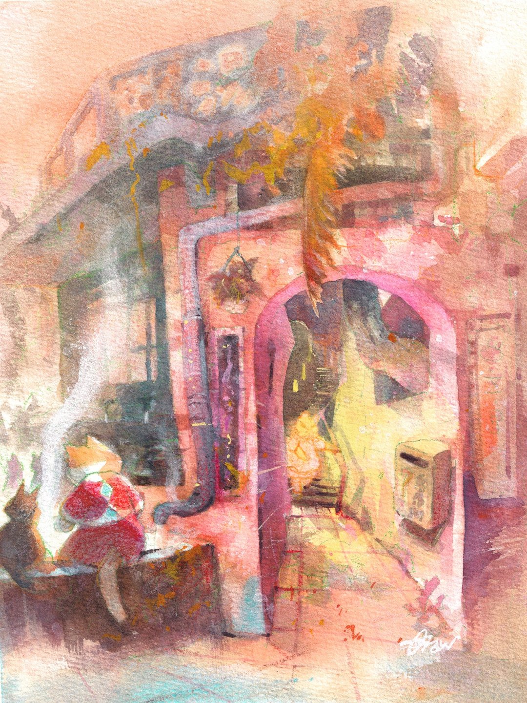原画【小猫新仔浪游记 - 神隐的乌来足汤】 - 海报/装饰画/版画 - 纸 多色