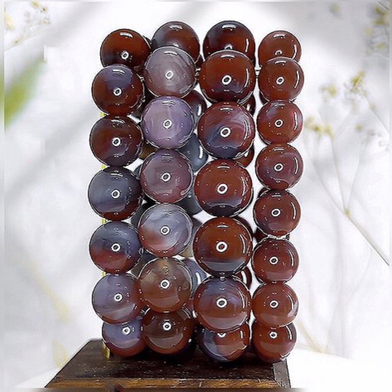 【绯红玛瑙】大颗粒 绯红色玛瑙 - 手链/手环 - 水晶 红色