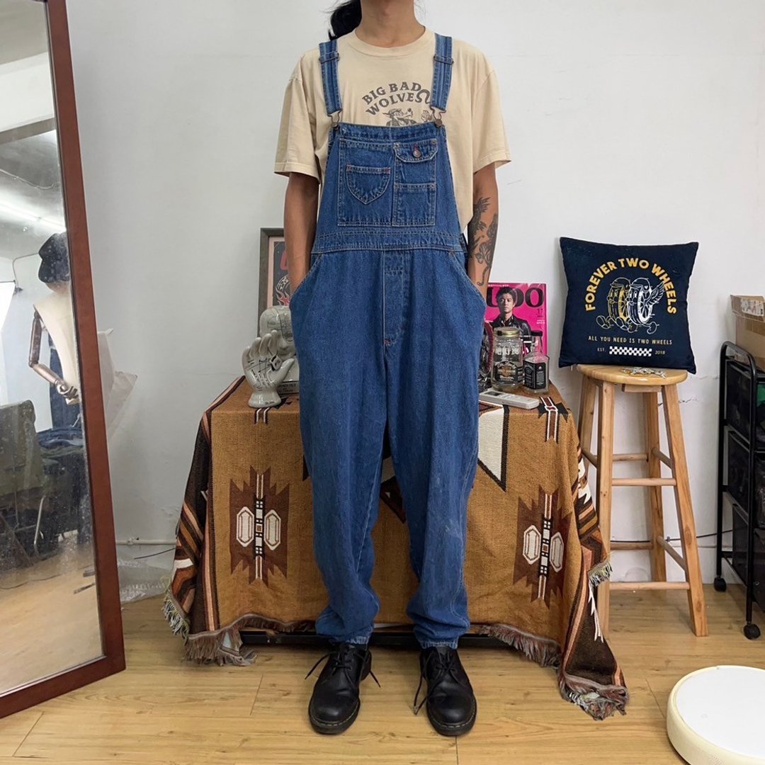 LONDONLONDON 牛仔 丹宁 吊带裤 古着 overalls 二手 - 男士长裤 - 棉 蓝色