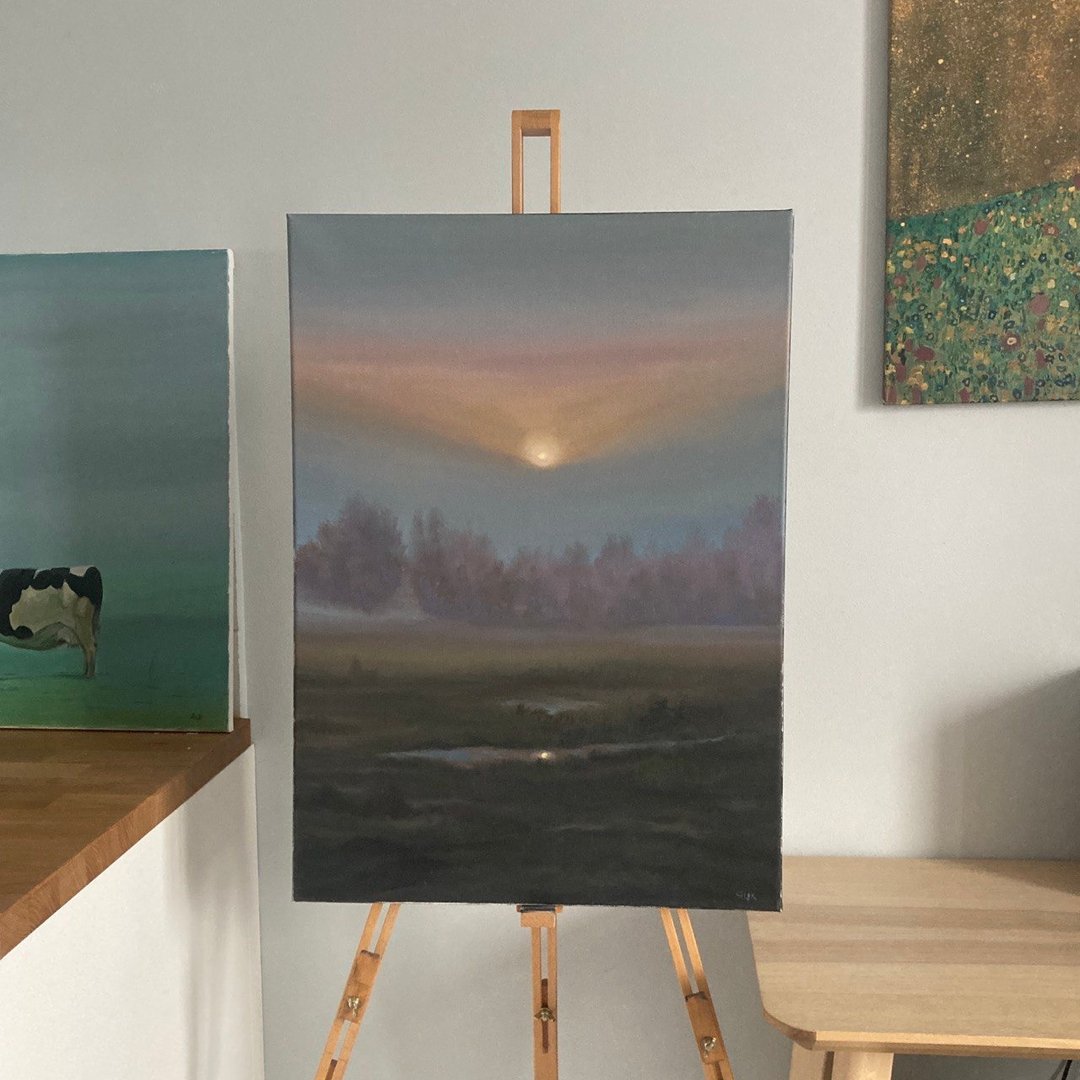 风景油画原创大型风景油画森林艺术品画布艺术风景油絵，现代絵画 - 海报/装饰画/版画 - 棉 灰色