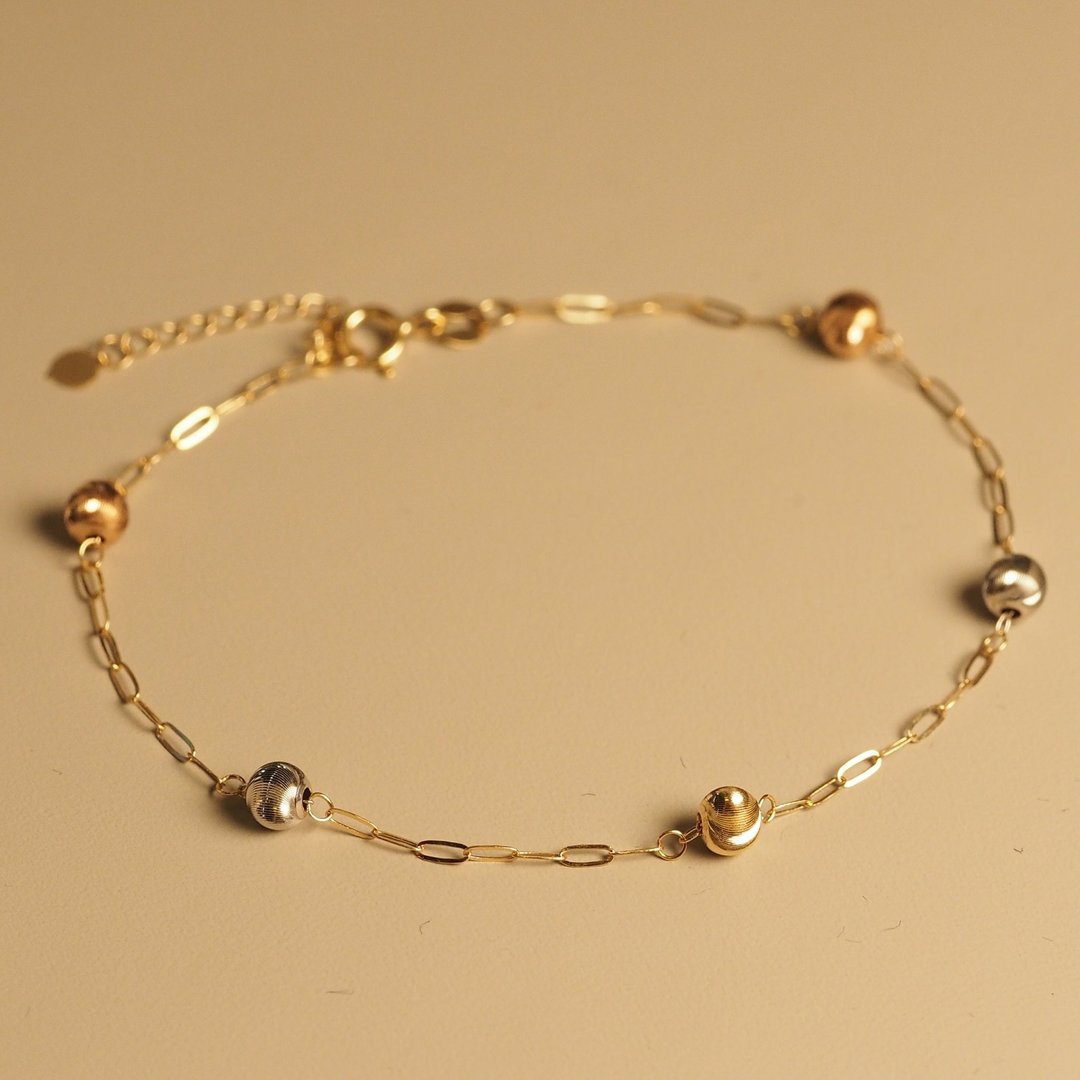 18K金三色金属球手链 18K Gold The Tri-Colored Metallic Ball B - 手链/手环 - 贵金属 
