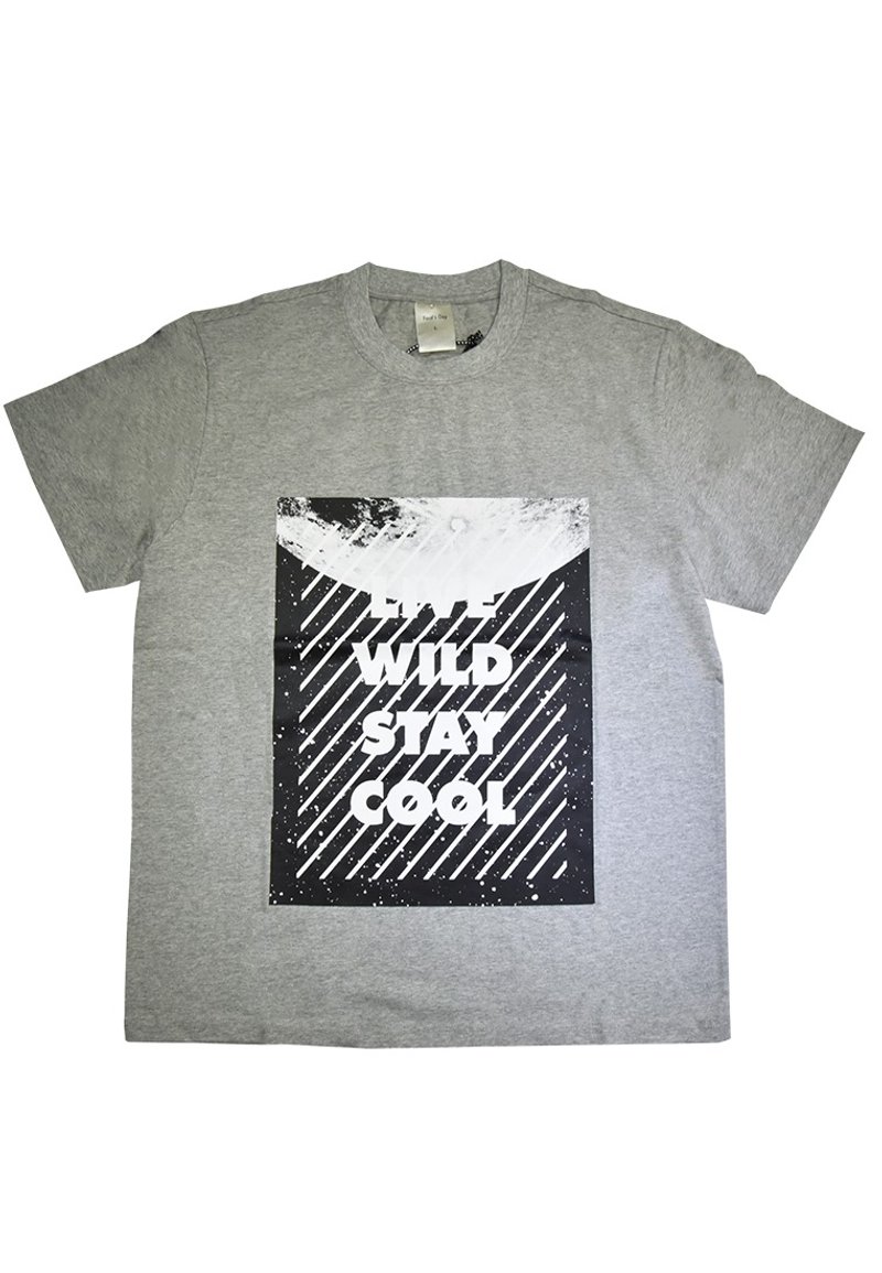 美国Fools Day Moon Box Grey Tee - 中性连帽卫衣/T 恤 - 棉．麻 灰色