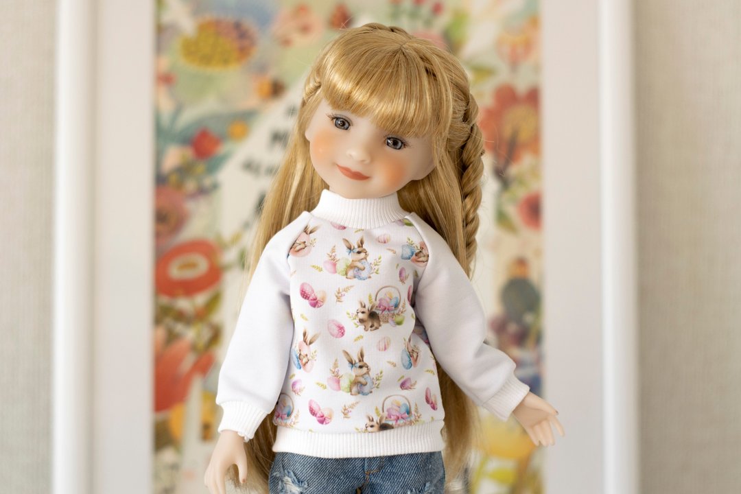 Easter sweatshirt for Ruby Red Fashion Friends doll (37 cm/14.5 inches), rrff - 玩偶/公仔 - 棉 多色