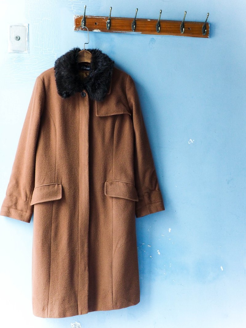 河水山 -  森山时日小羊驼草野奔驰趣 羊毛 毛呢 古着 wool vintage overcoat - 女装休闲/机能外套 - 羊毛 咖啡色