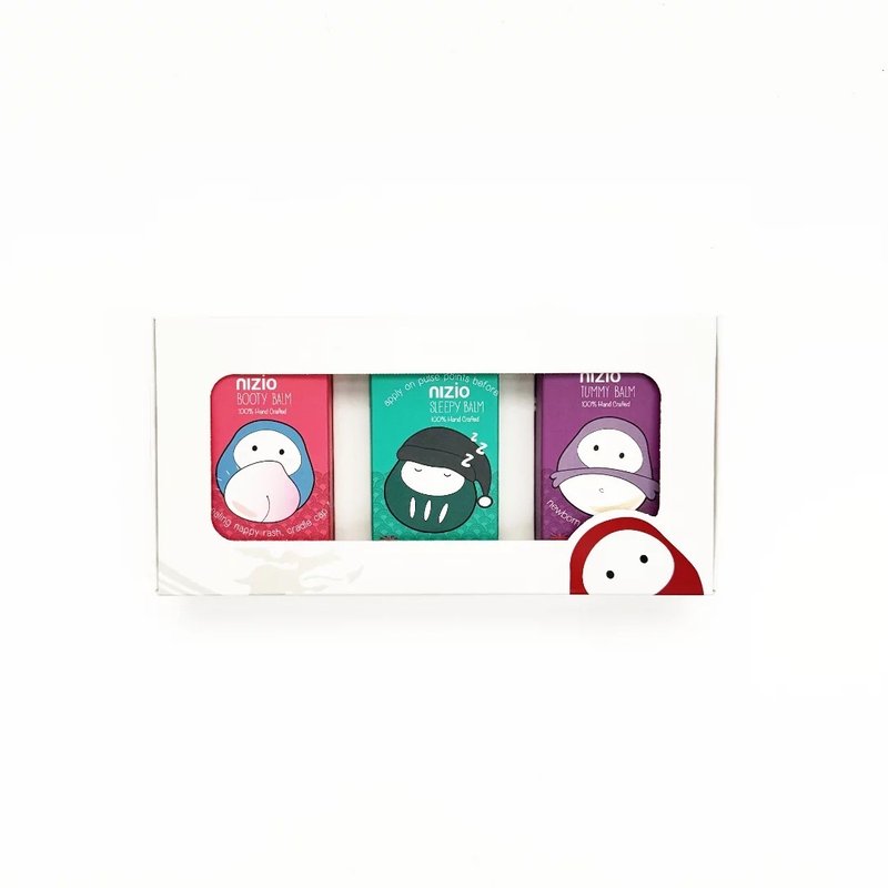 nizio【英国威尔斯】肚肚膏+屁屁膏+好好睡 -阿福3件礼组(25mlx3) - 满月礼盒 - 精油 