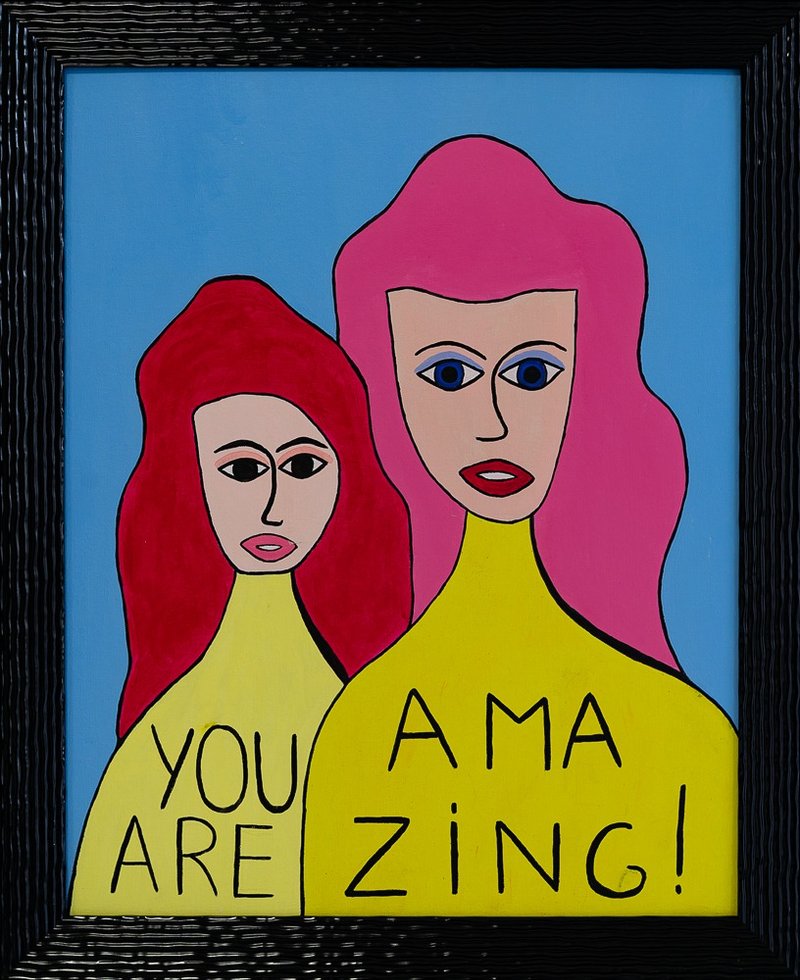 Acrylic painting, Acrylic on fibreboard wall art decor amazing Life portrait - 墙贴/壁贴 - 棉．麻 多色