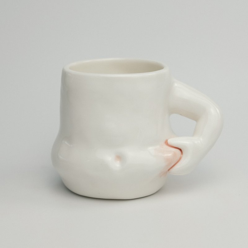 捏肚肚杯 手工陶瓷杯 / 咖啡杯 - 其他杯子 - 瓷 白色