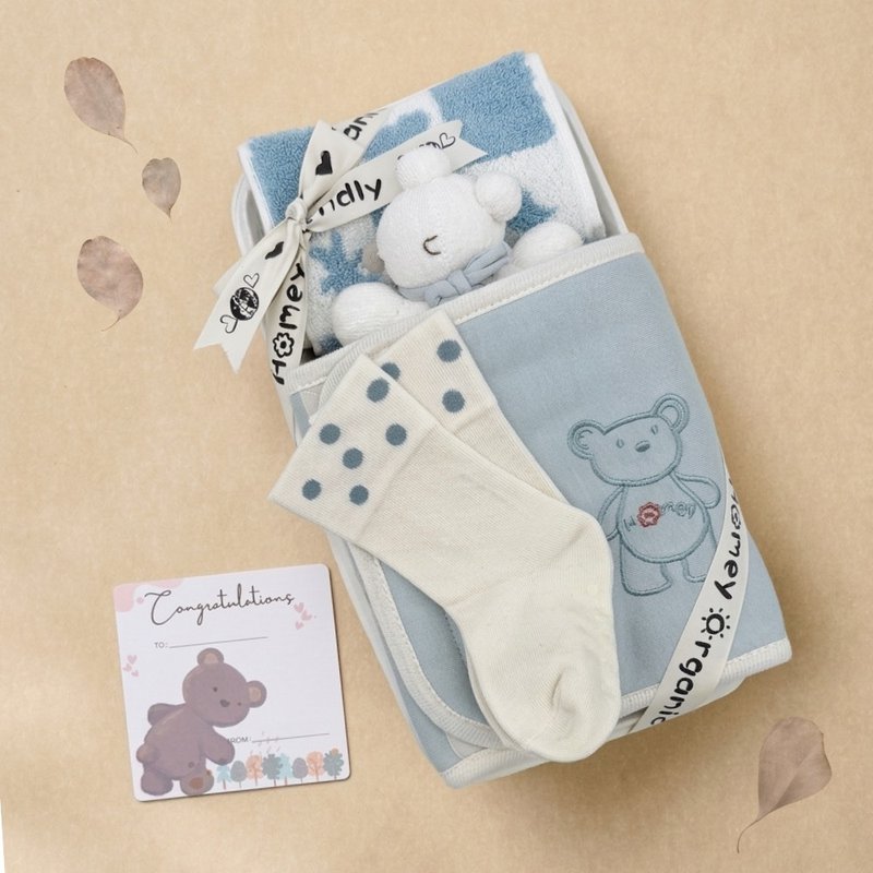 有机棉小睡熊好眠守护礼盒 5 件组・GOTS 有机棉认证_HomeyOrganic - 满月礼盒 - 环保材料 