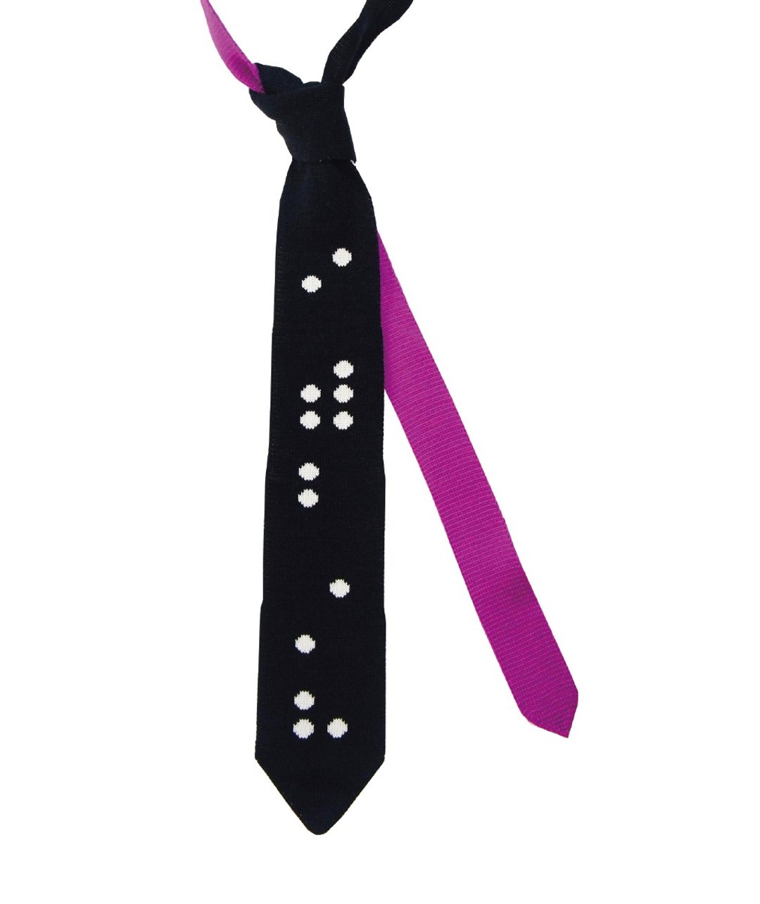 Braille knit tie／ 100% silk - 领带/领带夹 - 丝．绢 黑色