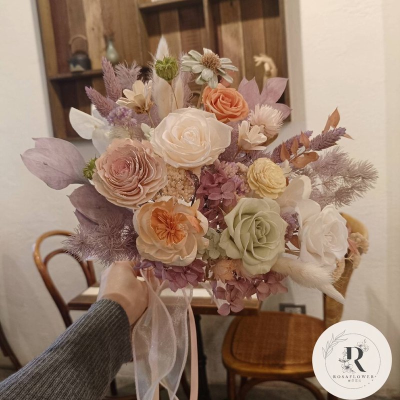 萝莎花儿 法式浪漫花园永生玫瑰 捧花 - 干燥花/捧花 - 植物．花 