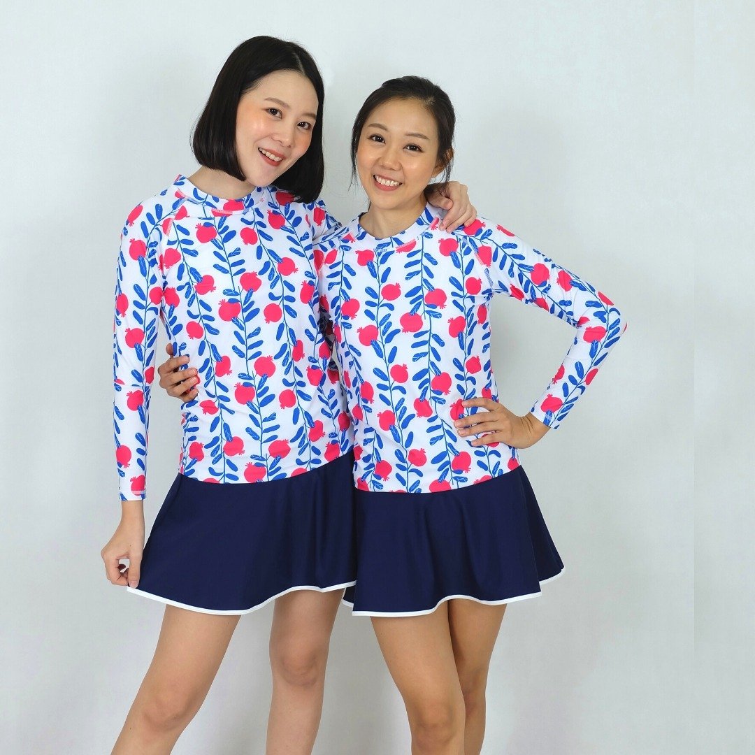 BIKINIPARI : Two-piece Swimwear UPF50+ : RED IVY - 女装泳衣/比基尼 - 其他材质 多色
