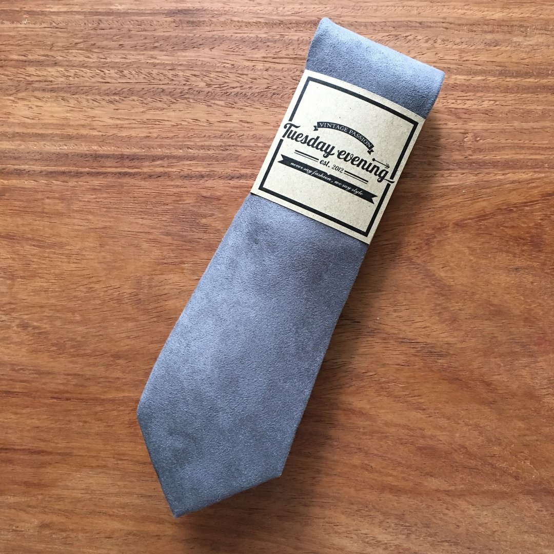 Neck Tie Grey Flannel - 领带/领带夹 - 棉 灰色