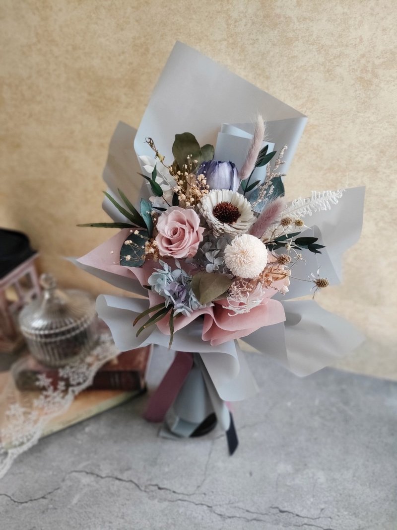 莫兰迪永生花束- 香氛韩式不凋花束毕业 老师礼物 - 干燥花/捧花 - 植物．花 蓝色