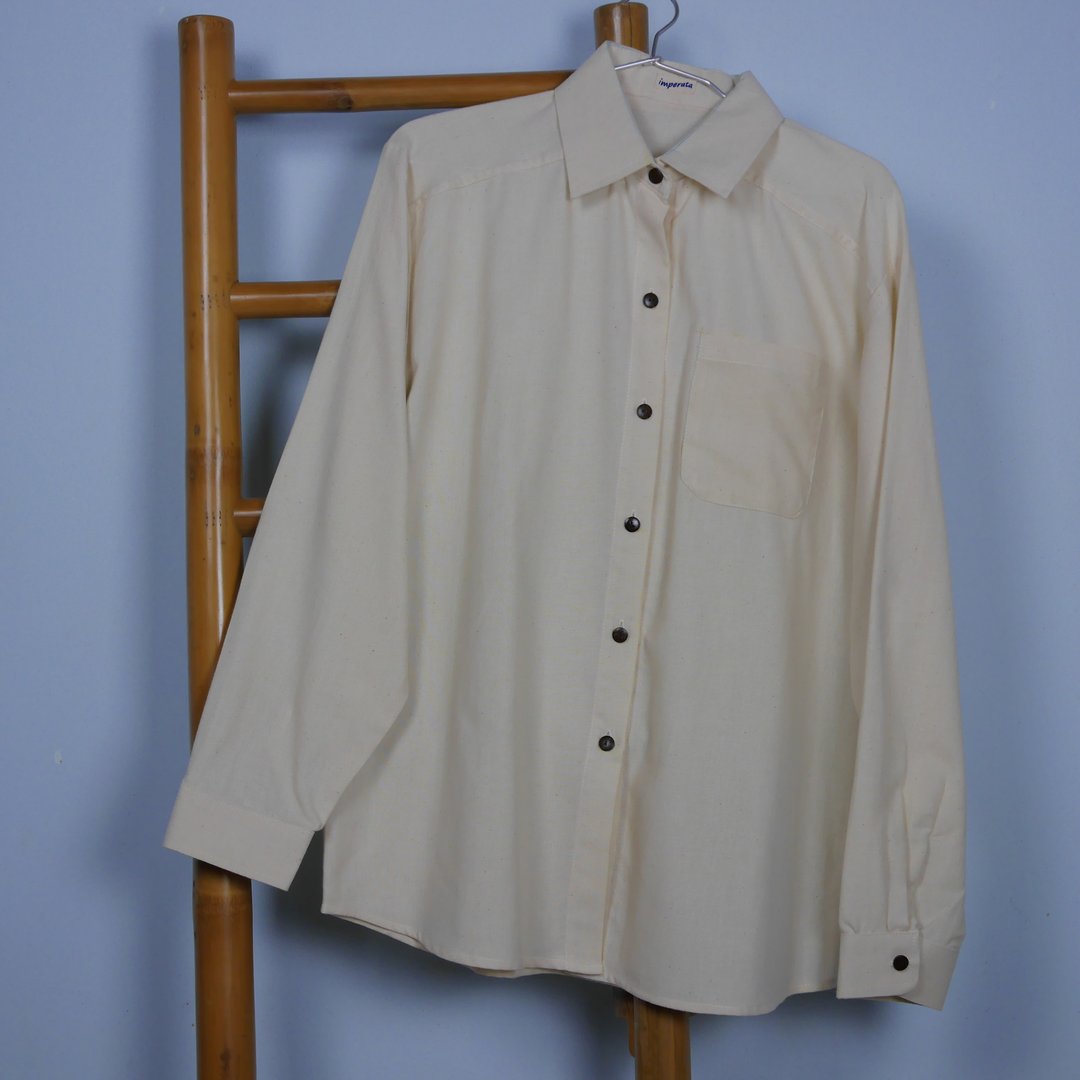 hand-woven cotton fabric long sleeve shirt (whit - 女装休闲/机能外套 - 棉 白色