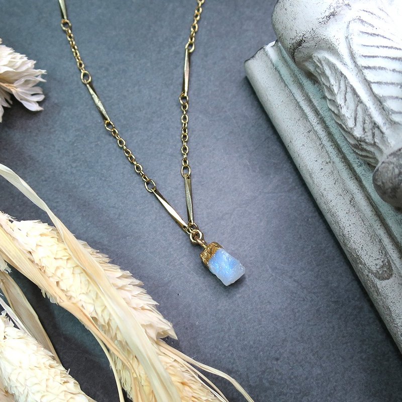 VIIART。银千年。Vintage月光石古着银镀18K锁骨项链 限量发售 - 项链 - 宝石 白色