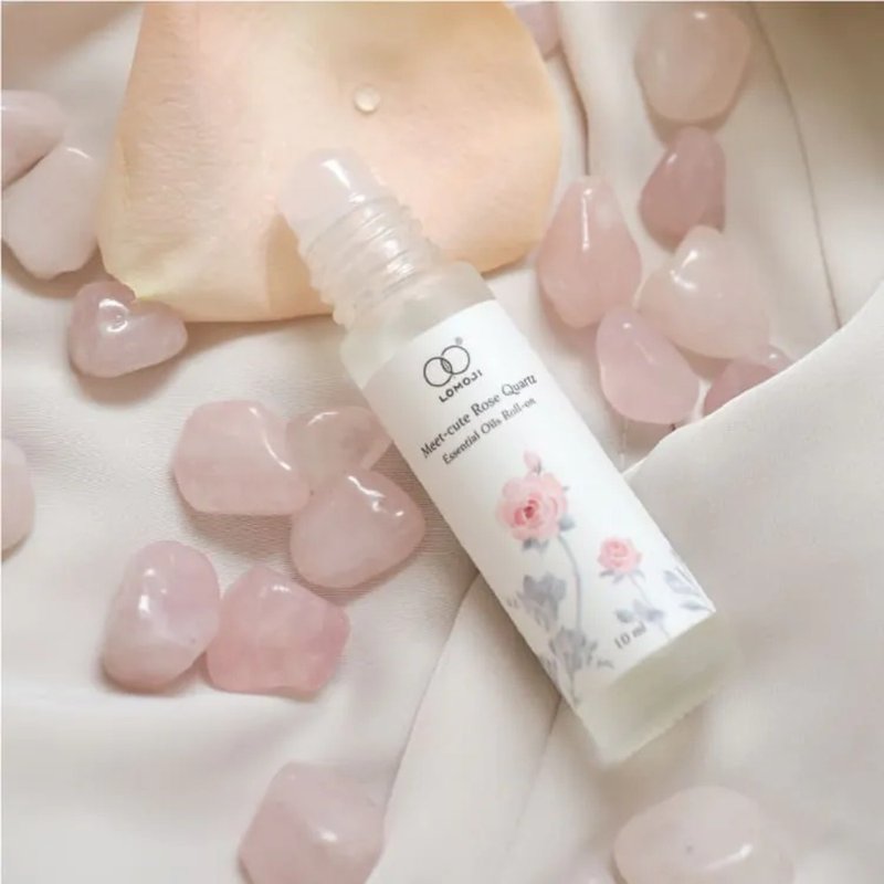 香氛纾压【粉水晶木质玫瑰精油棒10ml】100%天然精油/粉水晶滚珠 - 香薰/精油/线香 - 精油 粉红色