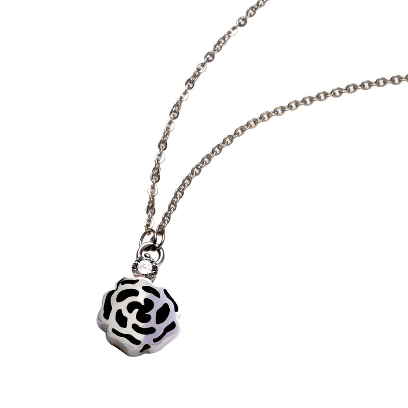 法式情人 珐琅女项链 - 项链 - 钻石 银色