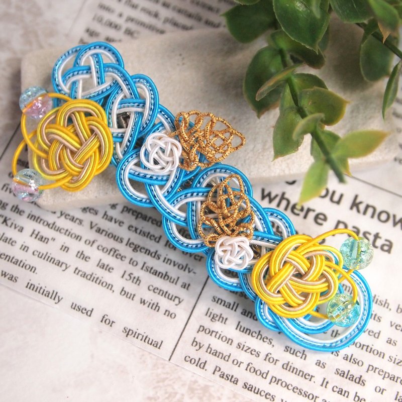 [Barrette] Mizuhiki Colorful Butterfly Village - 发饰 - 纸 蓝色
