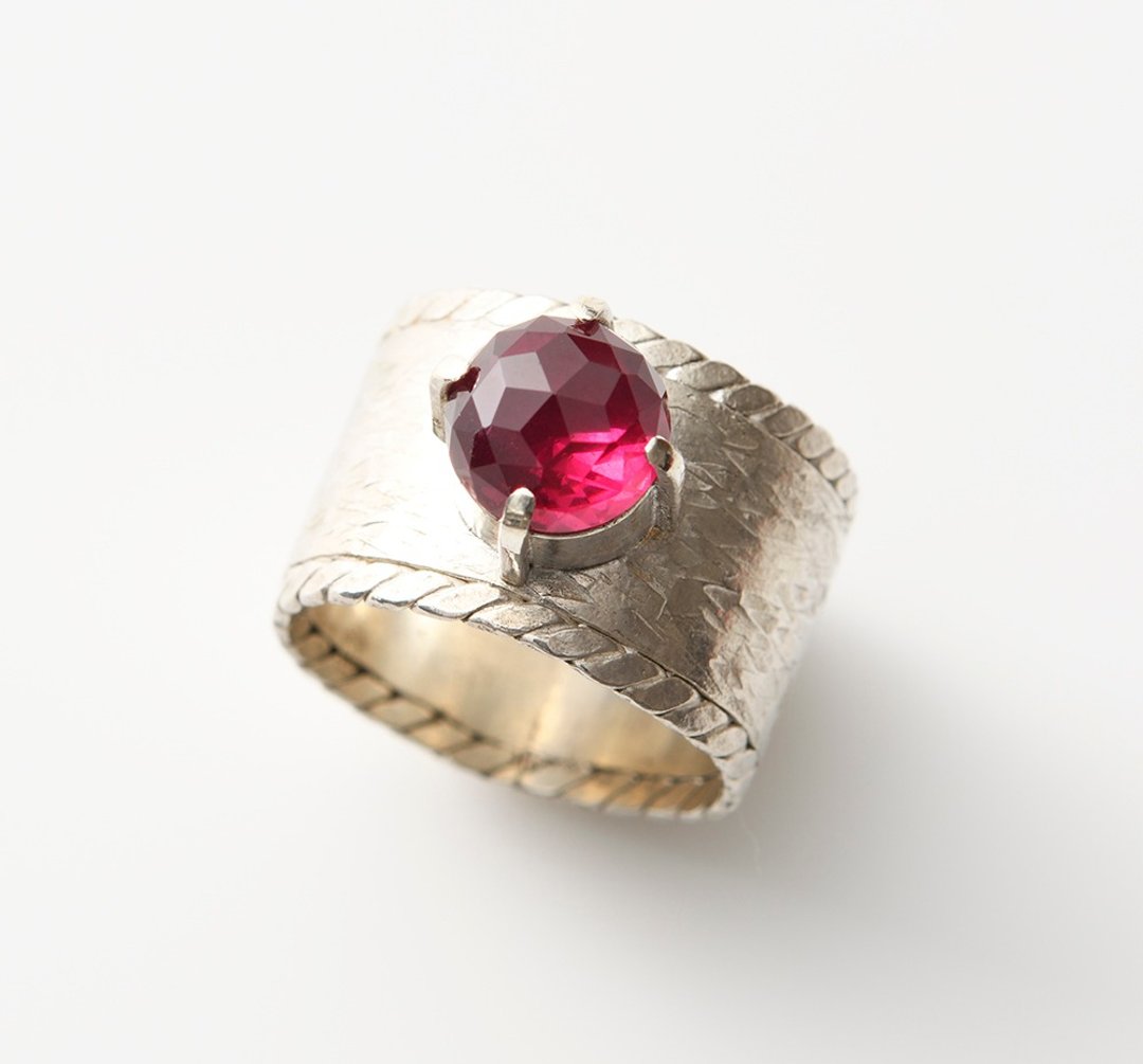 CR96 (Rhodolite Garnet) - 戒指 - 其他金属 银色