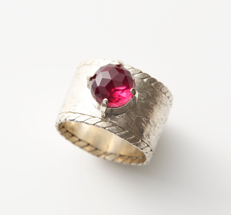 CR96 (Rhodolite Garnet) - 戒指 - 其他金属 银色