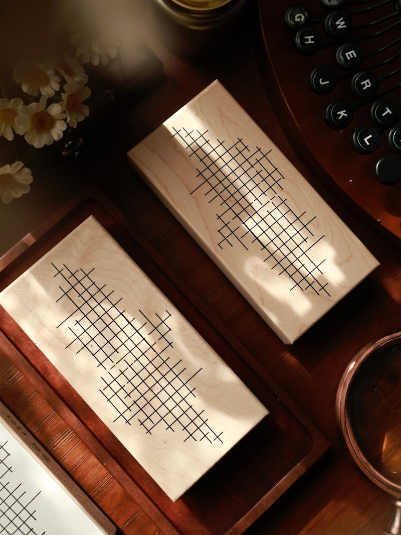 壹洱原創新品【花框印章】碎花邊框紅橡膠楓木手賬印章 - 印章/印台 - 木头 黑色