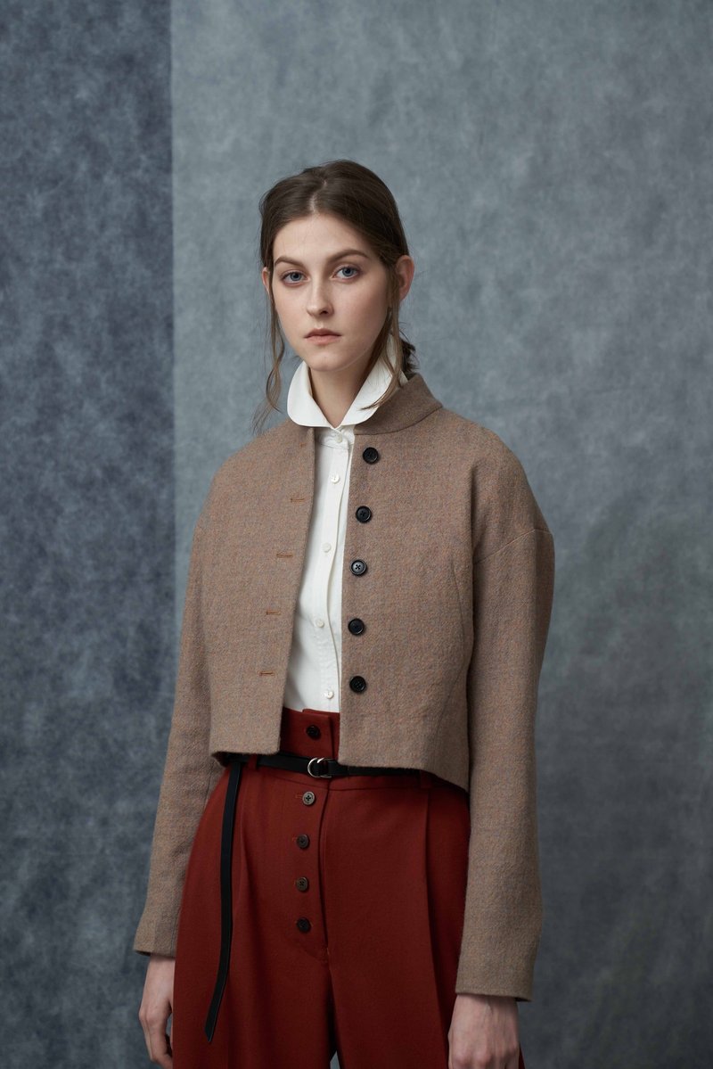 choschoi 2018AW 女式羊毛短夹克 - 女装休闲/机能外套 - 羊毛 咖啡色