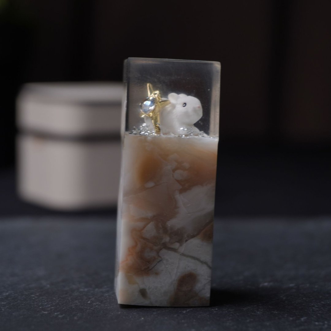 定制化手工印章-|钻心白兔树酯印章2x 2CM|篆刻印章 - 印章/印台 - 石头 