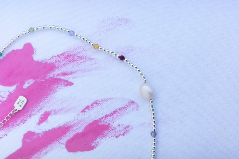 跳色珍珠项链 - 项链 - 其他金属 银色