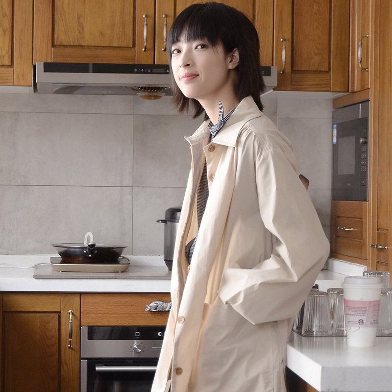 衬衫式单排扣风衣|风衣|聚酯纤维+氨纶|独立品牌|Sora-106 - 女装西装外套/风衣 - 聚酯纤维 