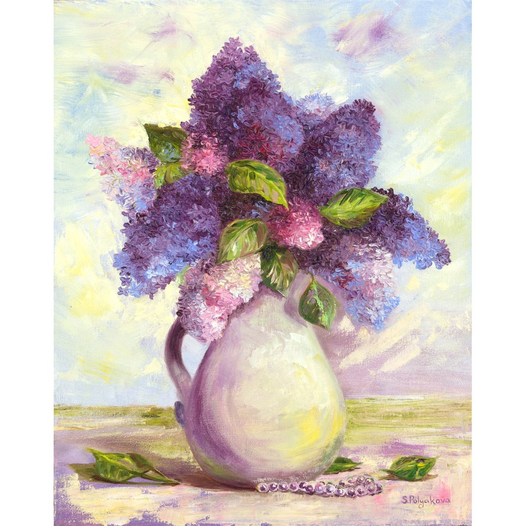 Lilac Painting Purple Flowers Oil Painting on Canvas Violet Floral Original Art - 海报/装饰画/版画 - 其他材质 紫色