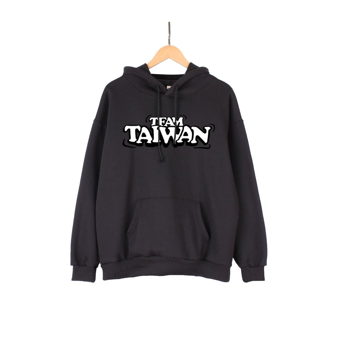Team Taiwan B 款  帽 T/女上衣/男上衣/情侣 T/中性 T/刷毛上衣 - 中性连帽卫衣/T 恤 - 棉 黑色