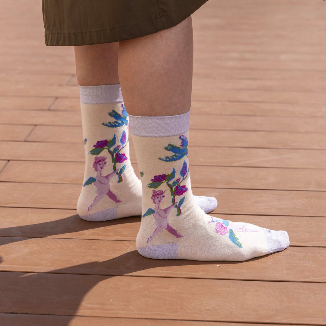 Ange Socks / 象牙白 - 袜子 - 棉 白色