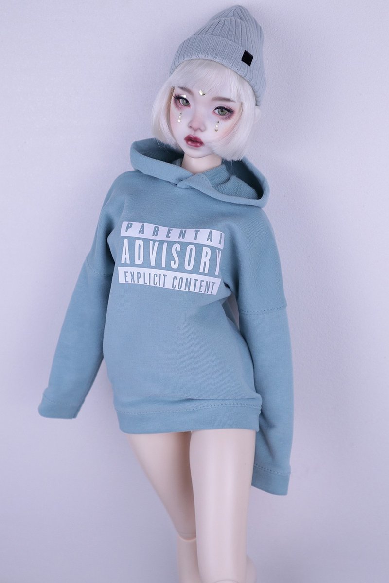 Hoodie 'Parental advisory' for BJD Minifee (MSD) and Feeple60 (SD13) - 中性连帽卫衣/T 恤 - 其他材质 蓝色