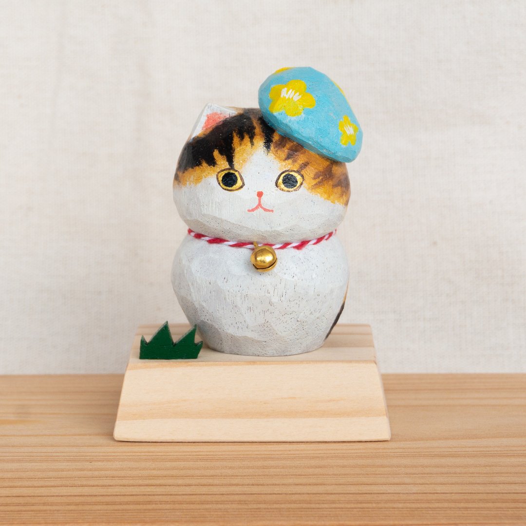 【猫刻动物】木雕招财猫—花茶 - 摆饰 - 木头 白色