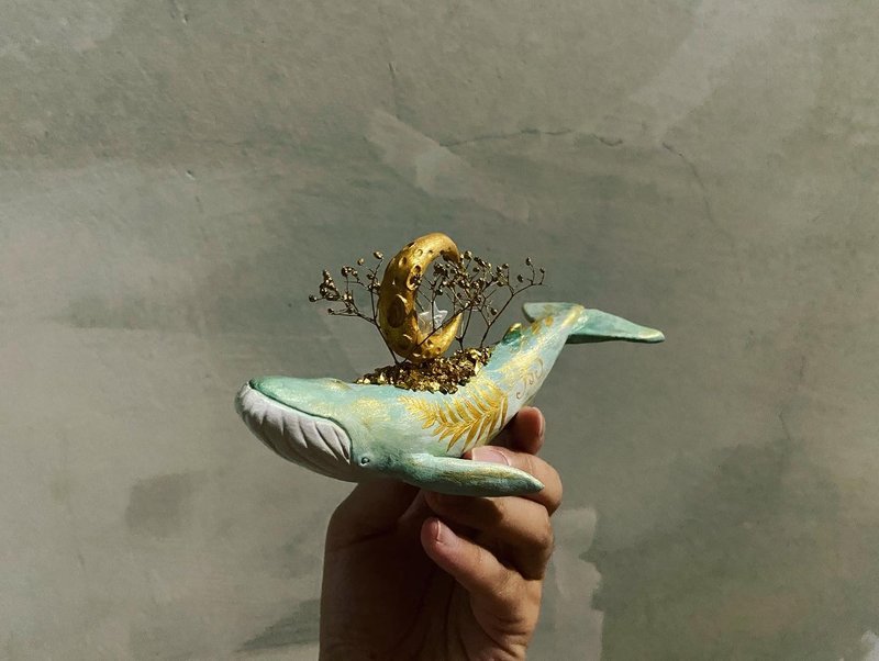 月亮小岛鲸鱼 - 玩偶/公仔 - 粘土 绿色