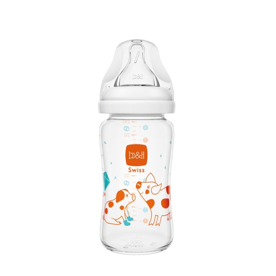 b&h 宽口径玻璃奶瓶 240ml配贝赫奶嘴 (小猪) - 奶瓶/奶嘴 - 其他材质 透明