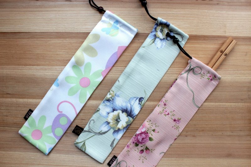 束口筷袋。花样款 - 筷子/筷架 - 棉．麻 白色