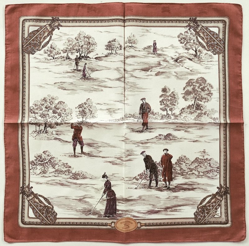 Burberry 手帕古代高尔夫球手 19 x 19 英寸收藏品 - 手帕/方巾 - 棉．麻 咖啡色