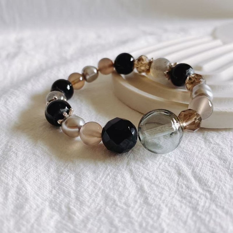 【Cinnamonmon 希娜梦梦】墨影缱香 | 精油手链 - 手链/手环 - 玻璃 