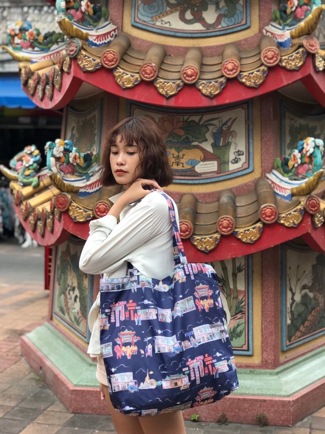 Shopping bag : Yaowarat chinatown - 侧背包/斜挎包 - 尼龙 蓝色