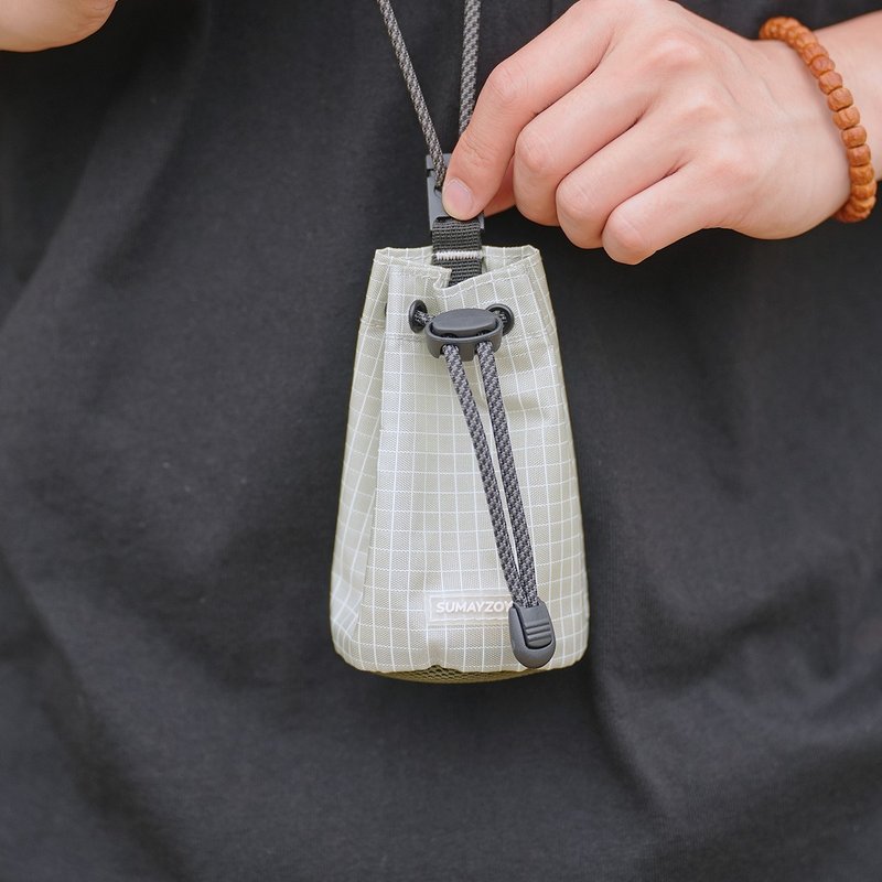 mini收纳耳機包卡包 掛脖包 轻量戶外鑰匙包 工裝風機能包 灰卡其 - 零钱包 - 聚酯纤维 灰色